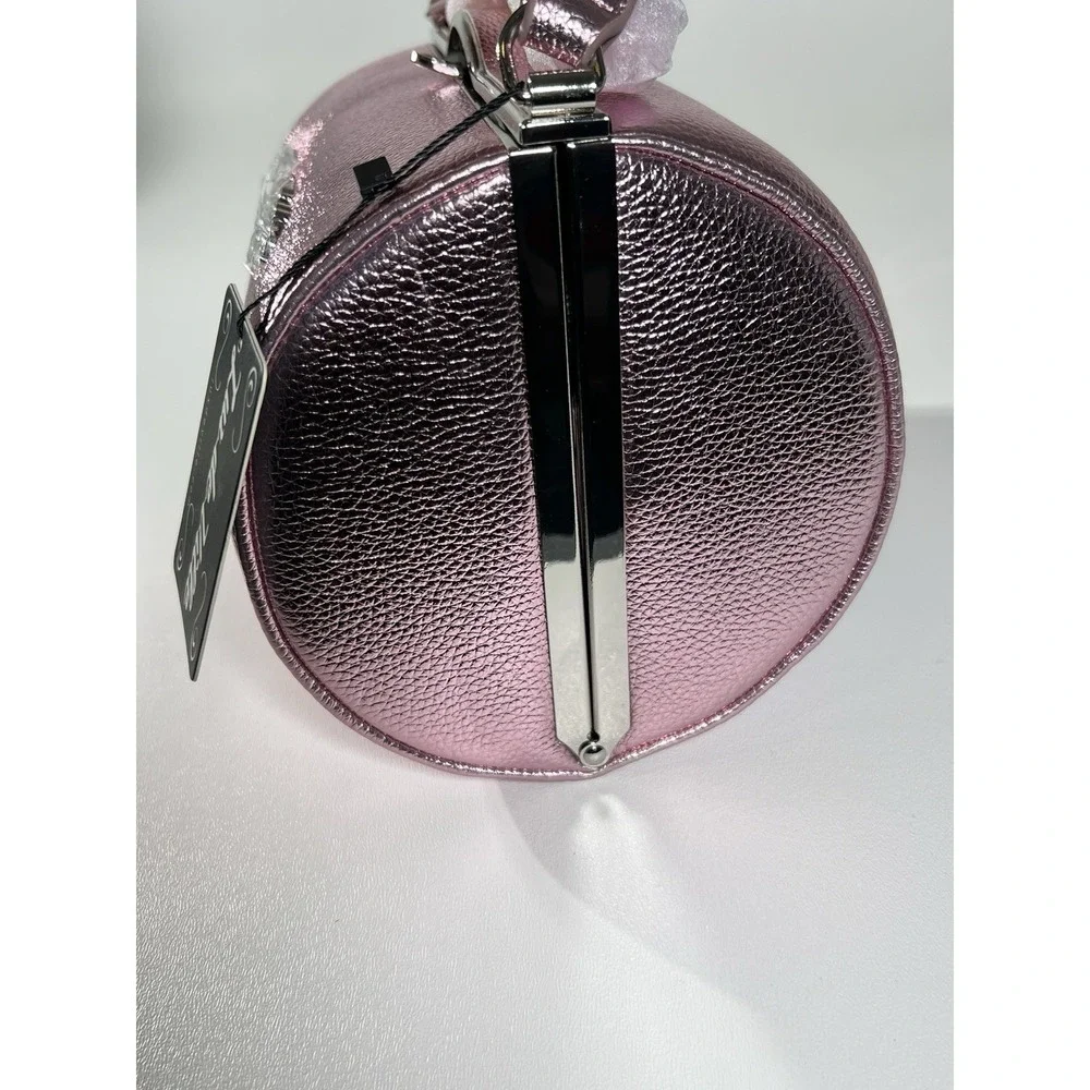 NWT Lux de Ville Pink Shimmer Cutie Pie Kiss Lock Bag Barrel Purse Rockabilly